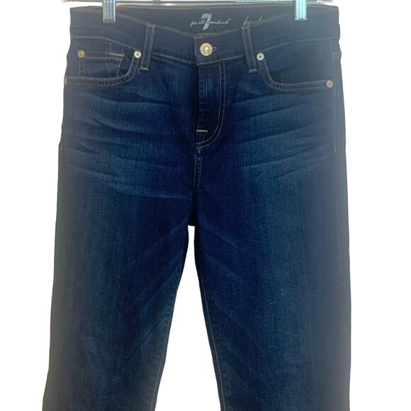 7FAMK sz 26 Seven For All Mankind Classic Dark Wash Stretch Bootcut 26X31 - Picture 4 of 10
